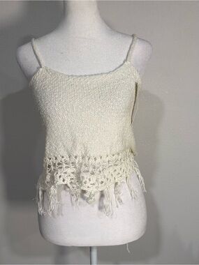 Cream Crochet Hem Knit Cami Top - Brand